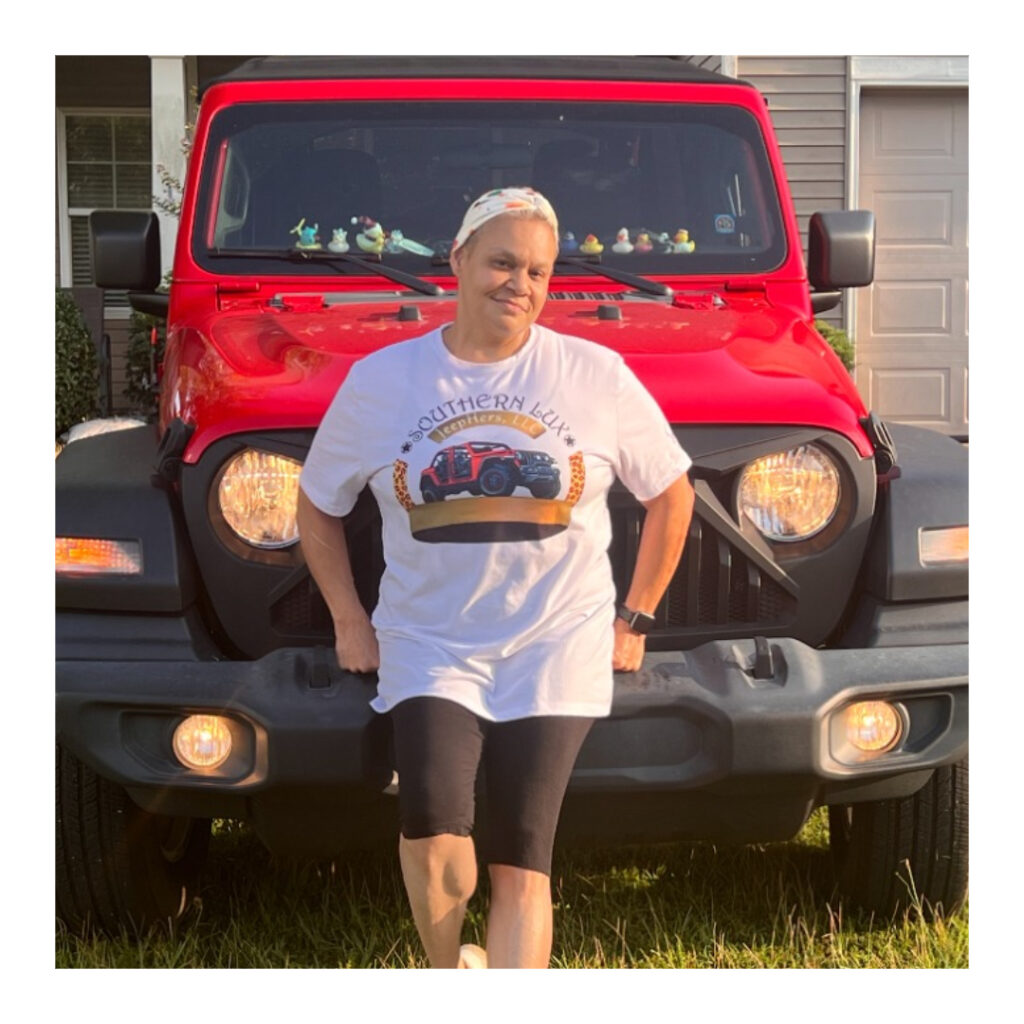 Southern Lux Jeephers club member with her custom Jeep Wrangler