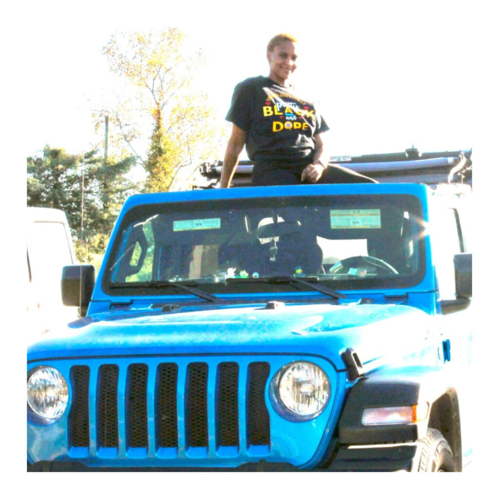 Southern Lux Jeephers club member with her custom Jeep Wrangler