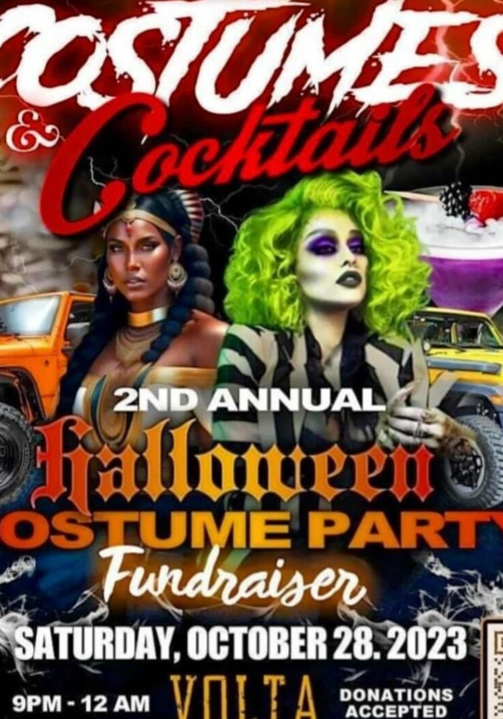 Costume and Cocktails event flyer