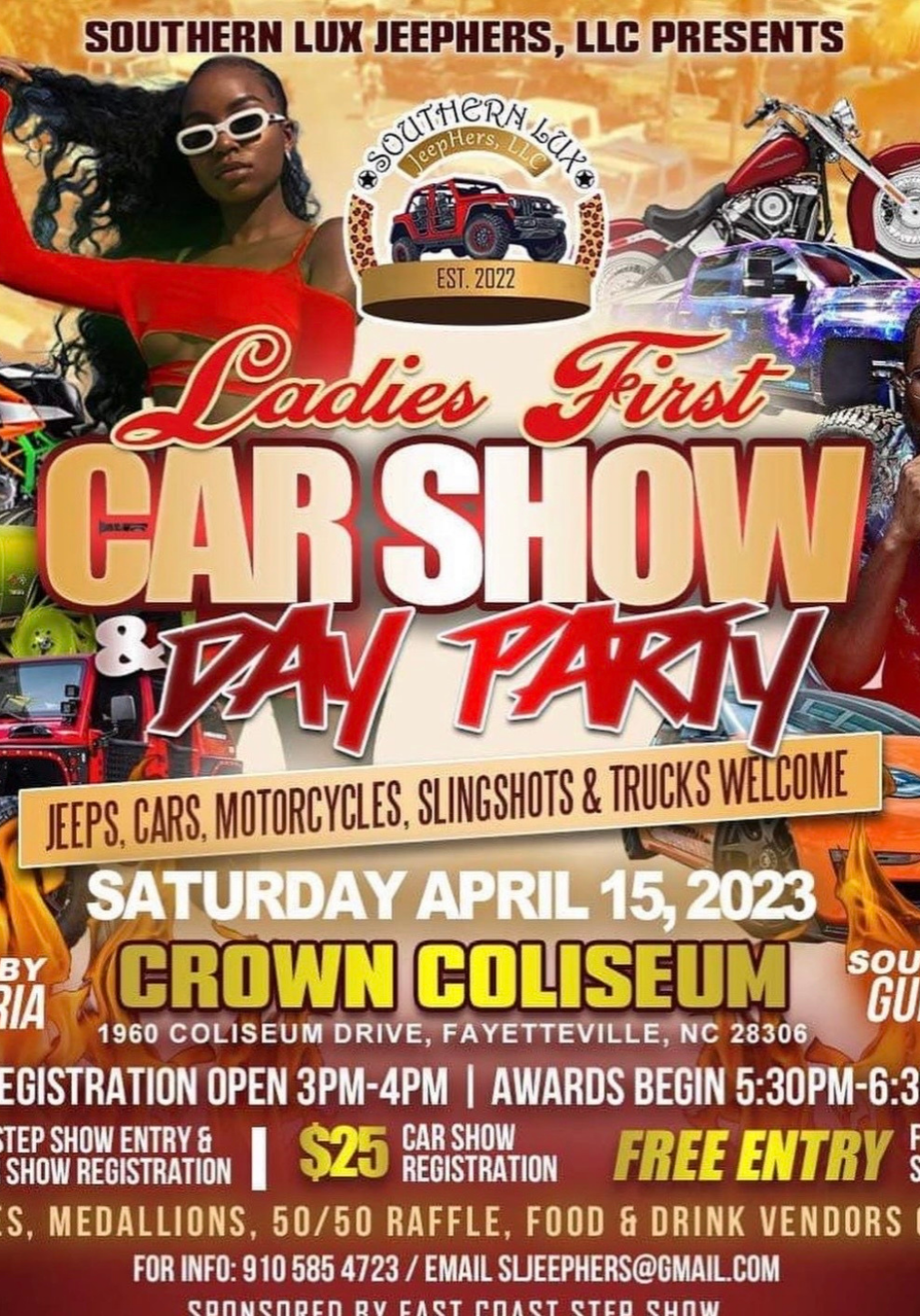 Ladies First car show day party event flyer